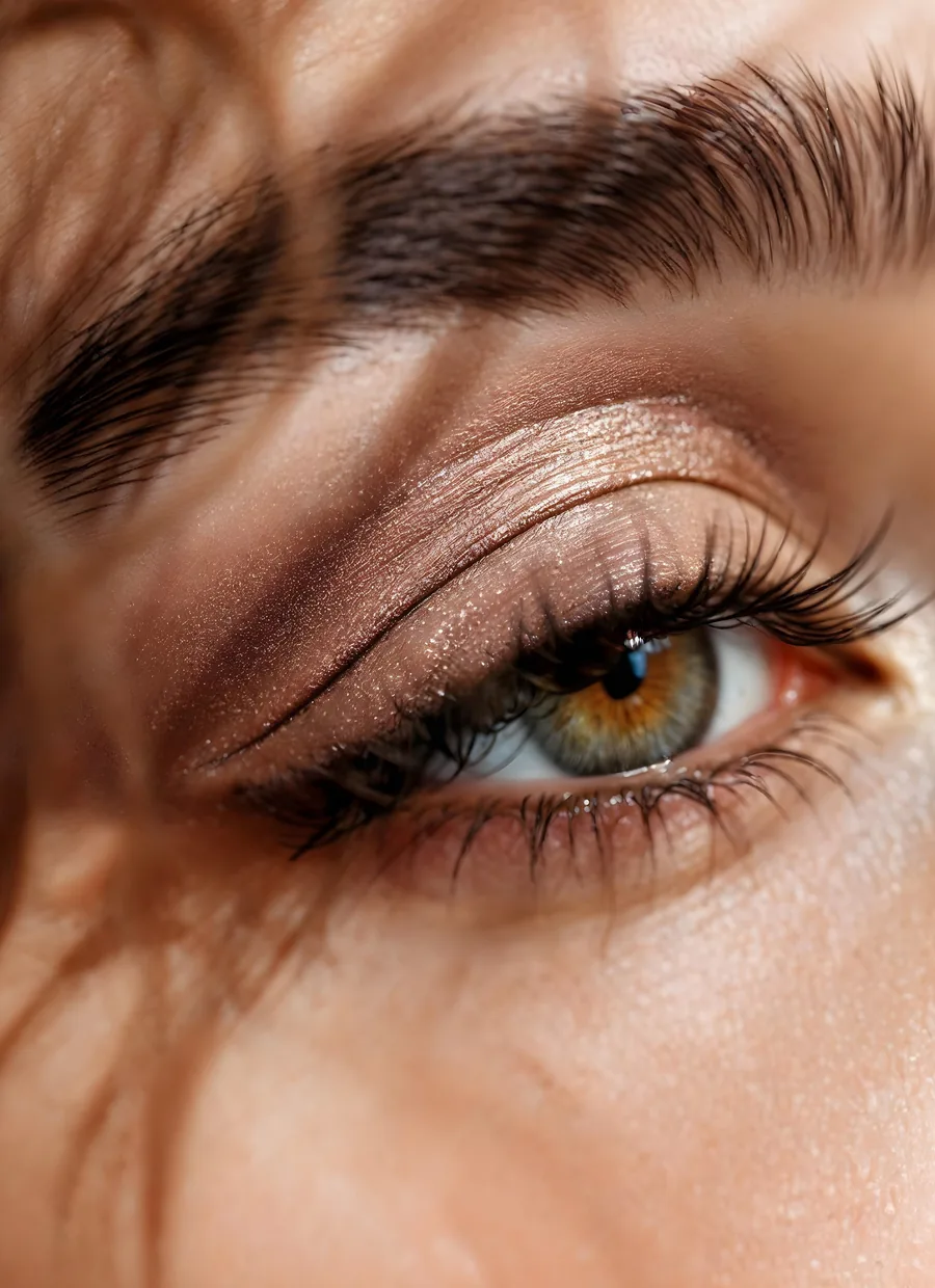 Close-up of natural eyelashes in soft daylight